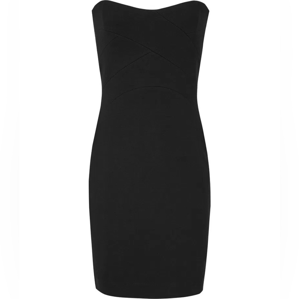 NWT Reiss Miranda Jersey Strapless Bandeau Bodycon Mini Dress Black size 2 - Picture 5 of 10